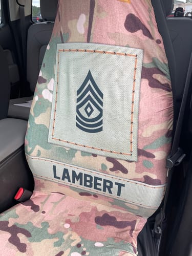Customer photo review of Personalized Car Seat Covers for a Veteran with Military Insignia (2pcs, universal fit)