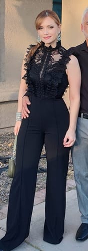 Customer photo review of Vanna Crochet Flared leg Jumpsuit - Black