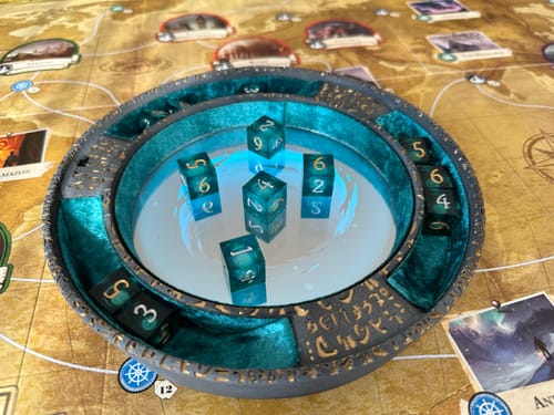 Customer photo review of Dark Teal Blue Liquid Core Resin DnD D&D Dice Set