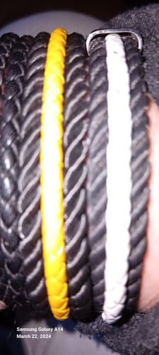 Customer photo review of Men's Personalised Braided Leather Bracelet with Pendants