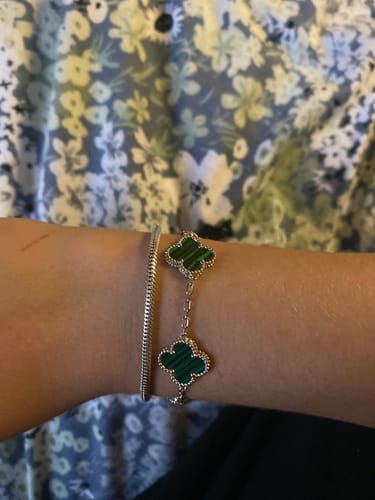 Customer photo review of Camilla Necklace — Silver + Green