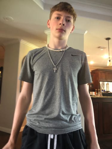 Customer photo review of Diamond Cross Pendant - White Gold