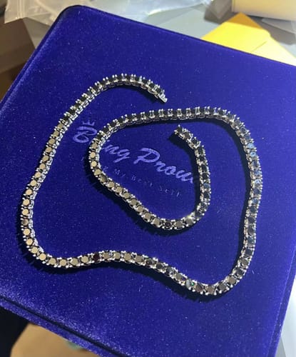 Customer photo review of Black Moissanite Diamond 925 Sterling Silver Tennis Chain
