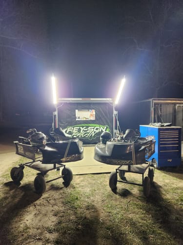 Customer photo review of Racing Trailer Pit Light – Dual 5 Foot Pole 20,000 Lumens