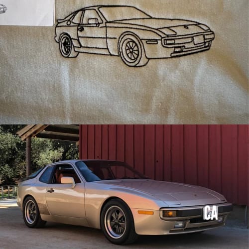 Customer photo review of Custom Embroidered Photo Line Drawing Sweatshirt