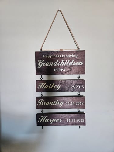 Customer photo review of Personalized Engraved Grandchildren Hanging Decorative Sign