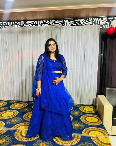 Customer photo review of Royal Blue Color Heavy Embroidered Zari Sequence Designer Lehenga Choli Set