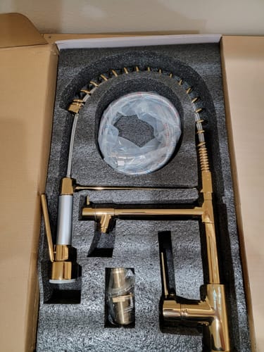 Customer photo review of Spiro Single-Hole Dual Handle Kitchen Faucet with Pull-Down Spring Spout