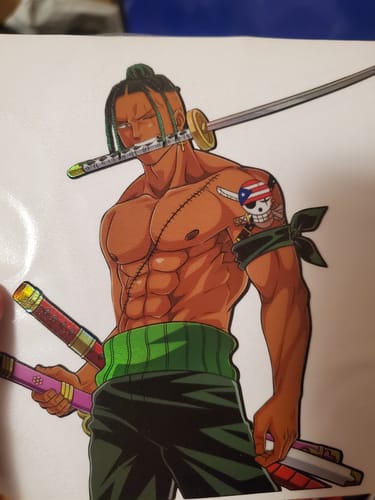 Customer photo review of Puerto Rican Zoro (b-grade) car decal