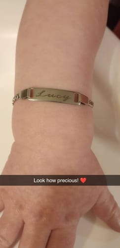 Customer photo review of Personalized Baby Name and Birthstone Bracelet