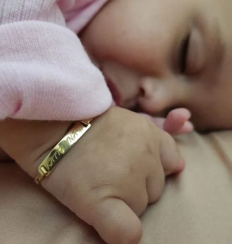 Customer photo review of Personalized Baby Name and Birthstone Bracelet