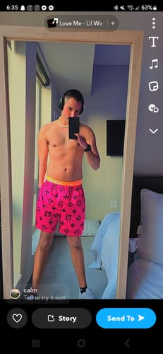 Customer photo review of Pink & Black MJM Custom Print Shorts