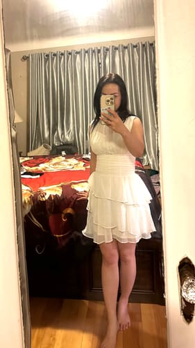Customer photo review of White Dress Chiffon Sleeveless Sling Set
