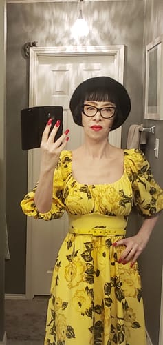 Customer photo review of Vacation Dress in Vintage Yellow Roses - Vixen by Micheline Pitt