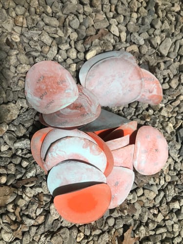 Customer photo review of 5 Inch Hook and Loop Orange Wet / Dry Auto Body Film Sanding Discs, 50 Pack