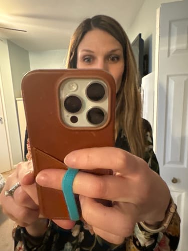 Customer photo review of Leather iPhone Wallet Case - Saddle Tan