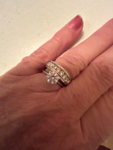 Customer photo review of Classic Solitaire Moissanite Six-Prong Sterling Silver Engagement Ring