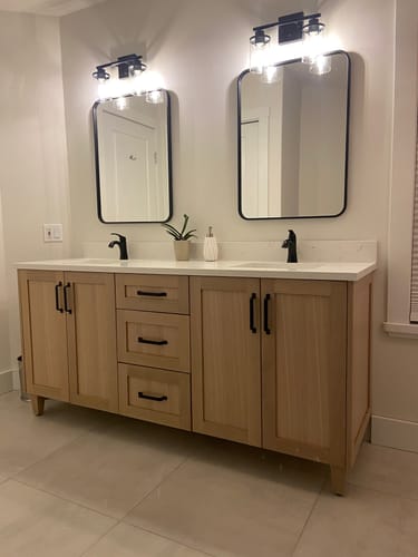 Customer photo review of Bridgeport 72" White Oak Bathroom Vanity, Double Sink