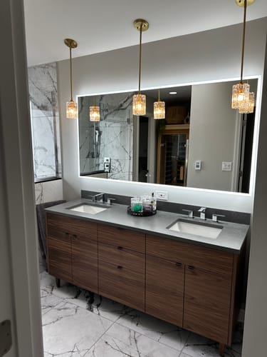Customer photo review of Austin 72" American Black Walnut Bathroom Vanity, Double Sink