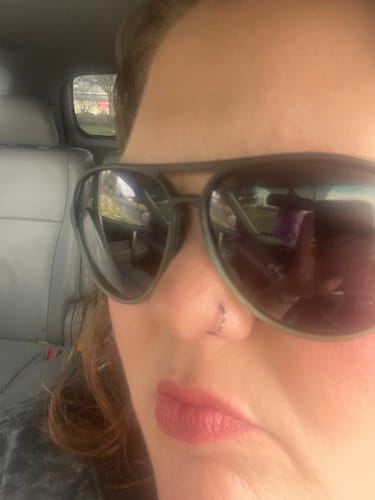 Customer photo review of Titanium Aurora Gem Pyramid Hinged Nose Ring