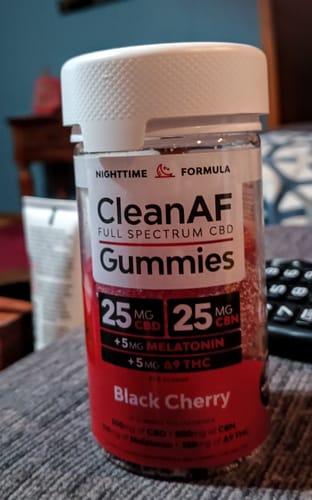 Customer photo review of Deep Sleep Gummies with THC + CBD + CBN + Melatonin - Black Cherry