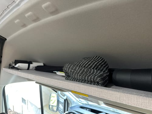 Customer photo review of Ford Transit Headliner Shelf DIY Kit