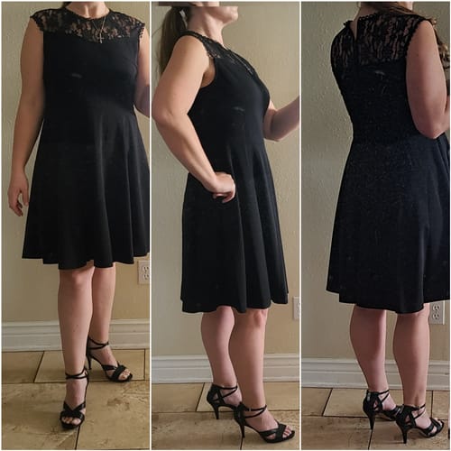 Customer photo review of Black 1950s Lace Round Neck Dress