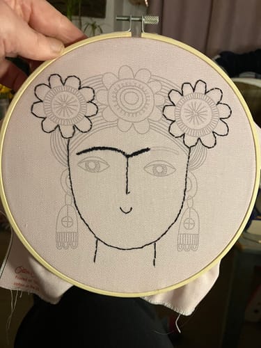 Customer photo review of Frida Kahlo Inspired Jane Foster Embroidery Hoop Kit