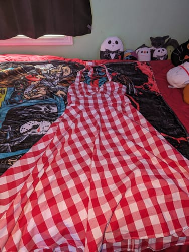 Customer photo review of 1950s Plaid Halter Swing Dress
