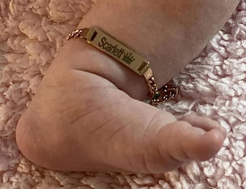 Customer photo review of Personalized Baby Name and Birthstone Bracelet