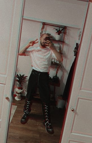 Customer photo review of Mens Lace-Up Cuff PU Leather Pants SKUK28539