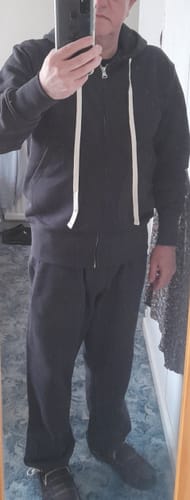 Customer photo review of 17.5 oz Terry Cloth Full-Zip Hoodie - Black