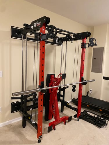 Customer photo review of Major Fitness F35 All-In-One Home Gym Wall-Mount Folding Power Rack