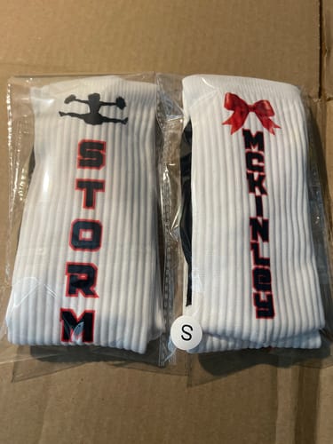 Customer photo review of Knee High Athletic Socks