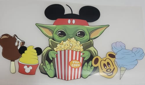 Customer photo review of Baby Yoda Snacks Disney DTF Heat Transfer, Disney Vacation Design, Mickey Minnie DTF
