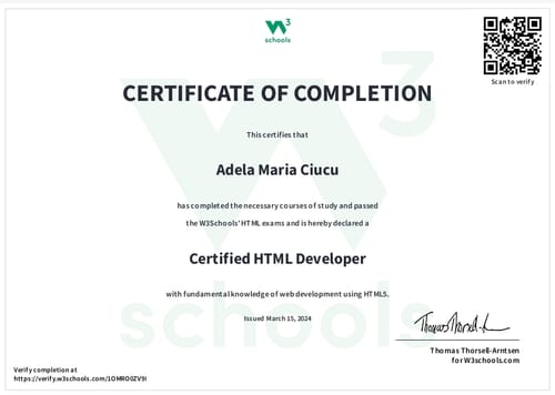Customer photo review of HTML Certification Exam