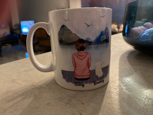Customer photo review of Girl & Dogs - Life is better with a dog Personalised Mug