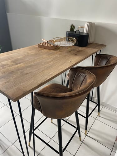 Customer photo review of Lot de 2 tabourets de bar rétro style industriel et vintage, accoudoirs et dossier rembourrés en suédine - DONCIC SUEDE BROWN HEIGHT BARSTOOL BG