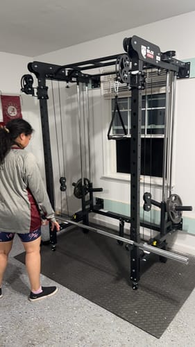 Customer photo review of Major Fitness F35 All-In-One Home Gym Wall-Mount Folding Power Rack