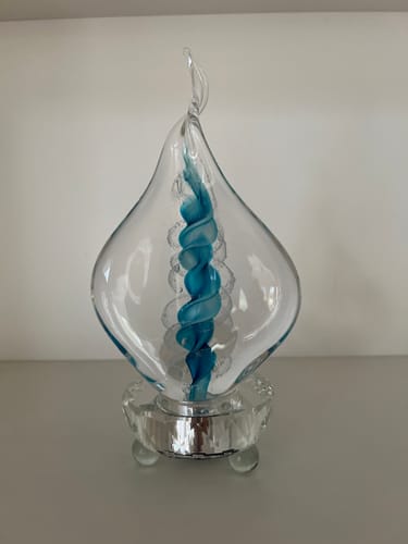 Customer photo review of Illuminated Memorial Glass Flame with Cremation Ashes