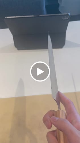 Customer video review of Yoshimi Kato Minamo Gyuto 240 mm