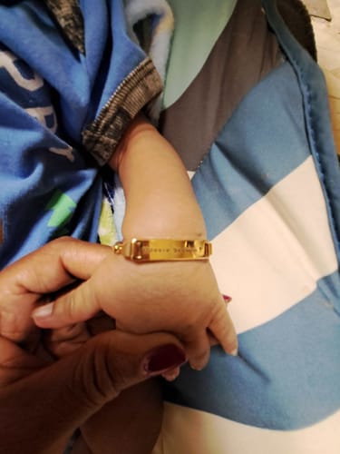 Customer photo review of Personalized Baby Name and Birthstone Bracelet