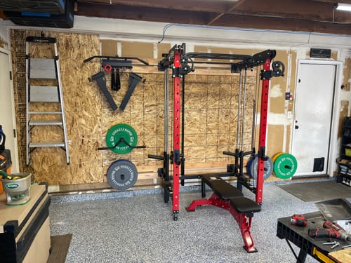 Customer photo review of MAJOR FITNESS All-In-One Home Gym Folding Power Rack Package Lightning F35
