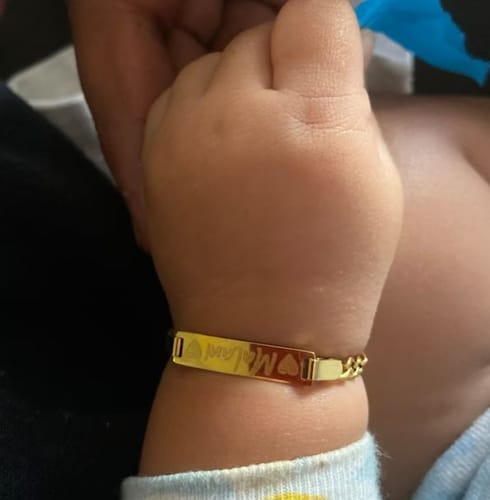 Customer photo review of Personalized Baby Name and Birthstone Bracelet