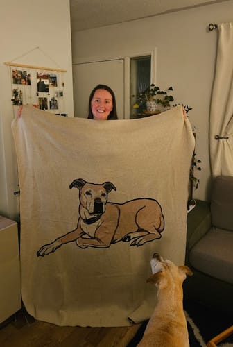 Customer photo review of Plain Dog - Custom Knitted Blanket