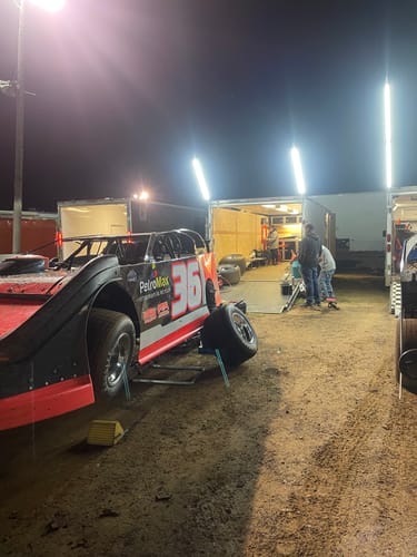 Customer photo review of Racing Trailer Pit Light – Dual 5 Foot Pole 20,000 Lumens