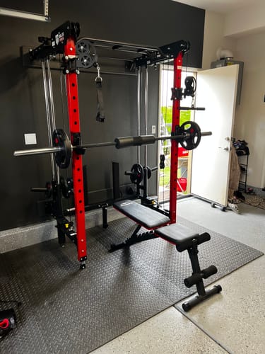 Customer photo review of Major Fitness F35 All-In-One Home Gym Wall-Mount Folding Power Rack