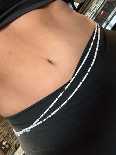 Customer photo review of Mykonos White and Gold Waist Beads