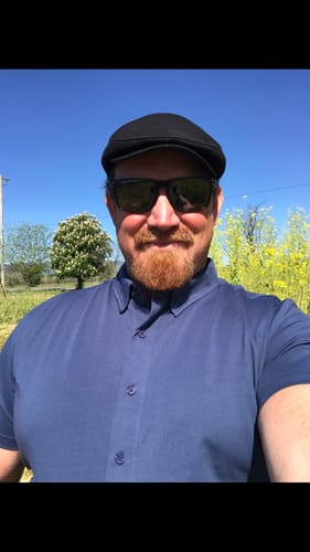 Customer photo review of Short-Sleeve Casual Button-Down: Nordic Blue