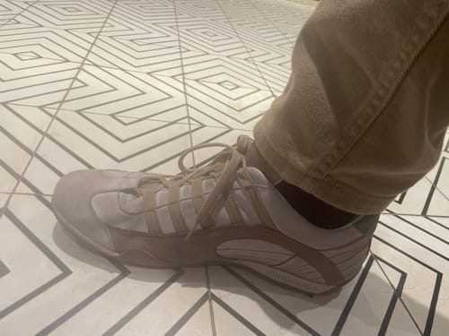 Customer photo review of Men's GrandPrix Sneaker in Torino (Soft White, Taupe, and Green)